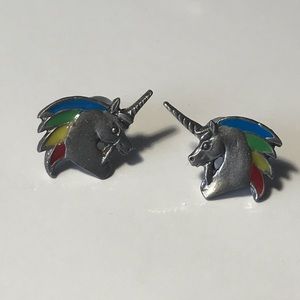 🦄 rainbow mane unicorn earrings